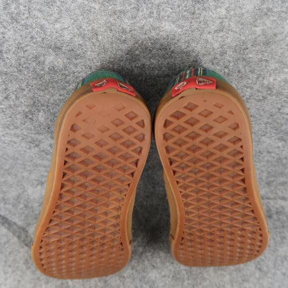 Vans Shoes Womens 7.5 Classic Slip On Plaid Canvas Casual Skate Green Red Flat - Picture 12 of 12